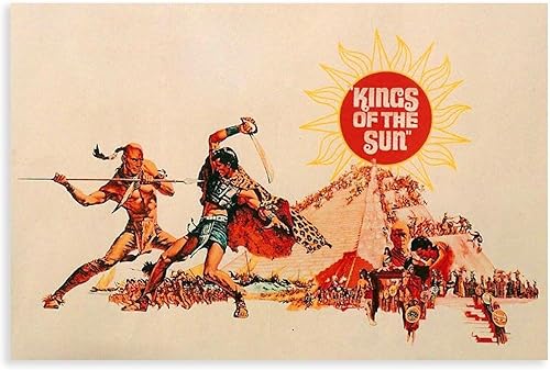 Miniatura 1 de SHUBIAO Póster retro de película antigua de Kings of The Sun, 2 lienzos, decoración de pared, pinturas para decoración de sala de estar, dormitorio,