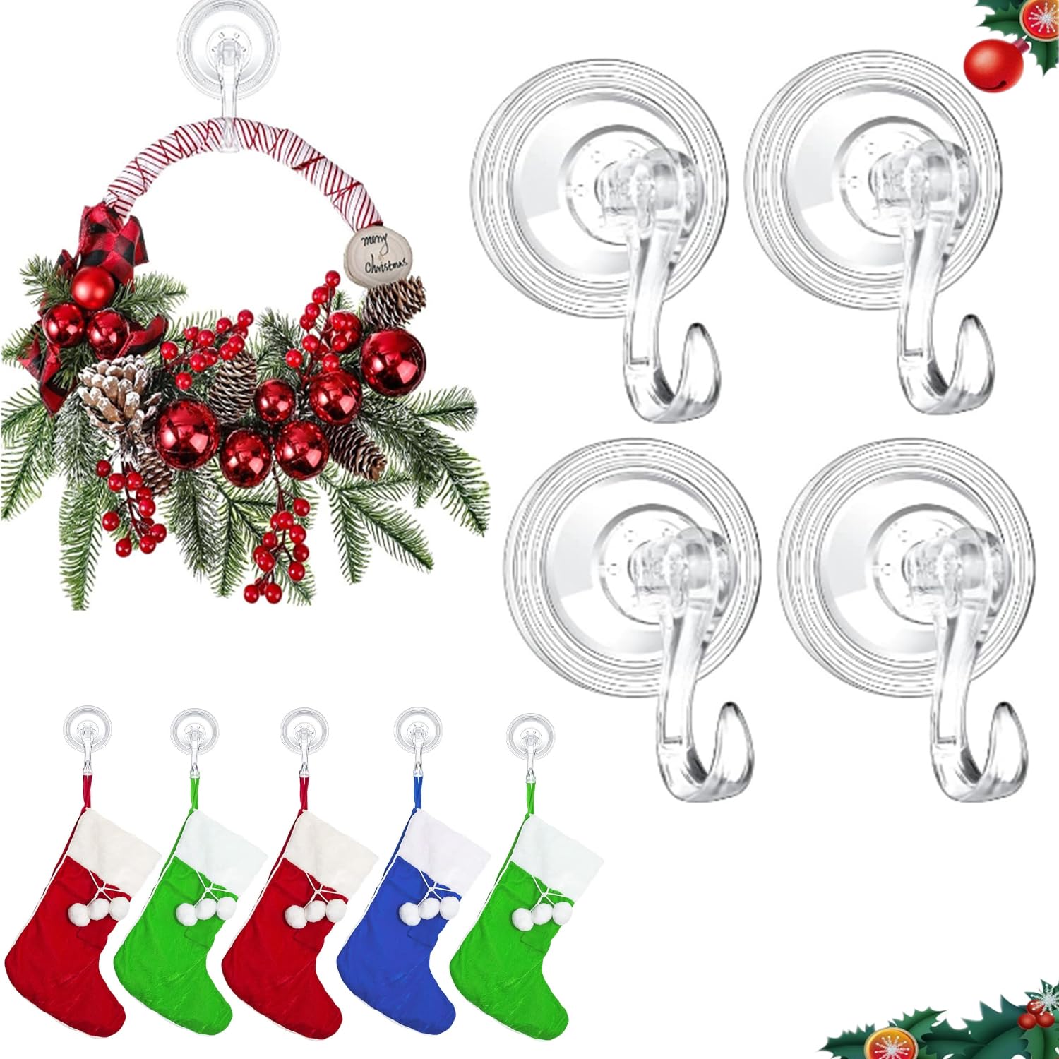 Big Size Christmas Wreath Suction Cup Hooks Wreath Hanger Suction Cup 22 LB Removable Strong Reusable Window Glass Door Suction Cups Large Wreath