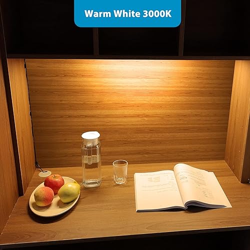 Miniatura 7 de Litever Barra de iluminación LED regulable para debajo del gabinete. 1 tira de luz LED delgada y brillante de 12 pulgadas. Adaptador de corriente,