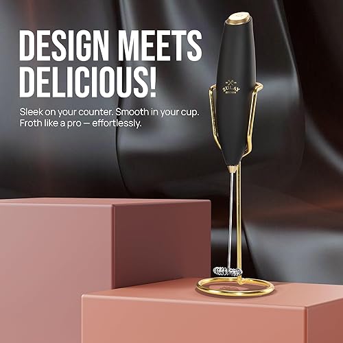 Vista 302 de Zulay Kitchen - Espumador de leche de mano con pilas AA Duracell: batidora de bebidas resistente para café, latte, capuchino y más, color aurora