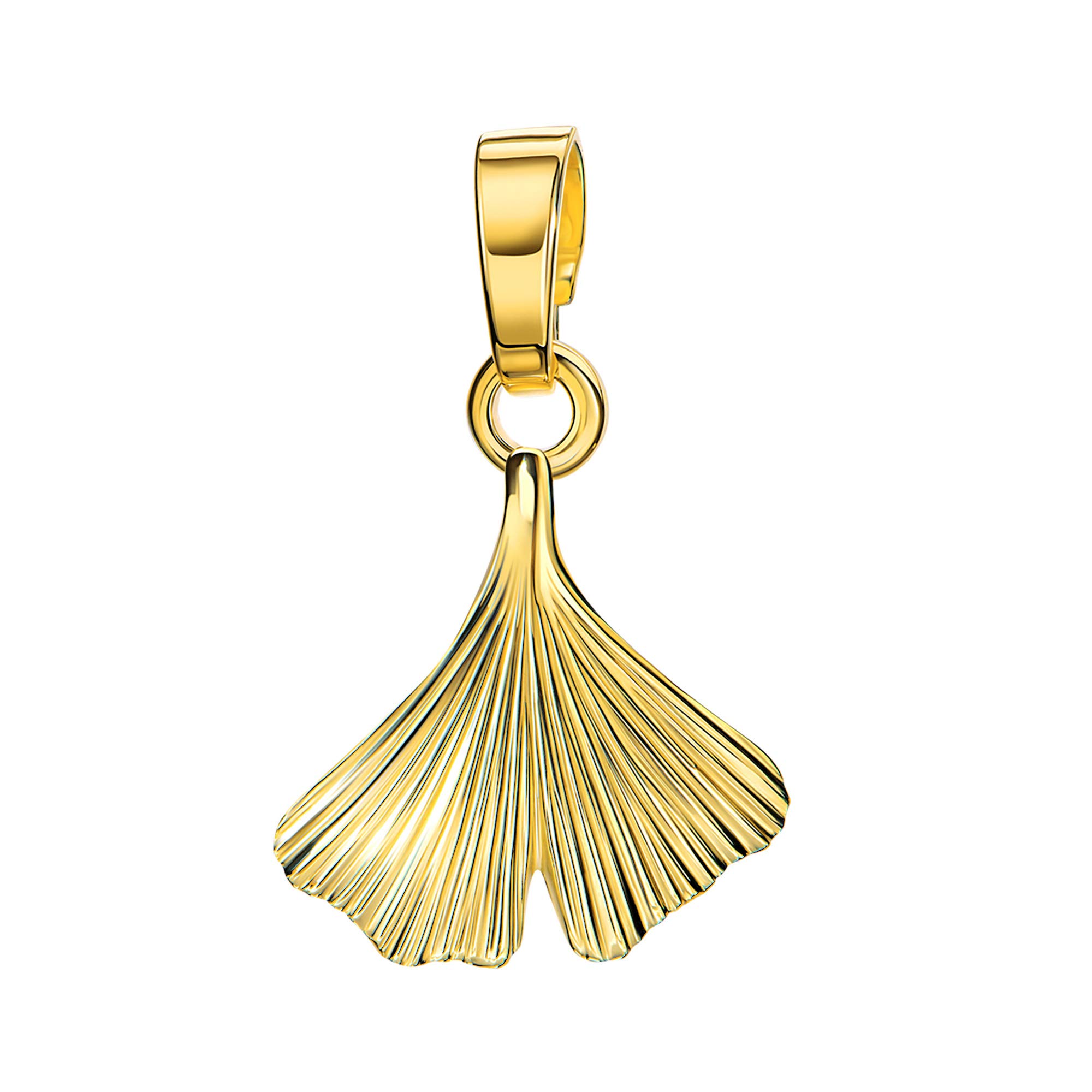 Gold Anhänger mit Ginkgo-Blatt Anhänger Gold für Damen als Ketten-Anhänger mit Schmuck-Etui + Zertifikat
