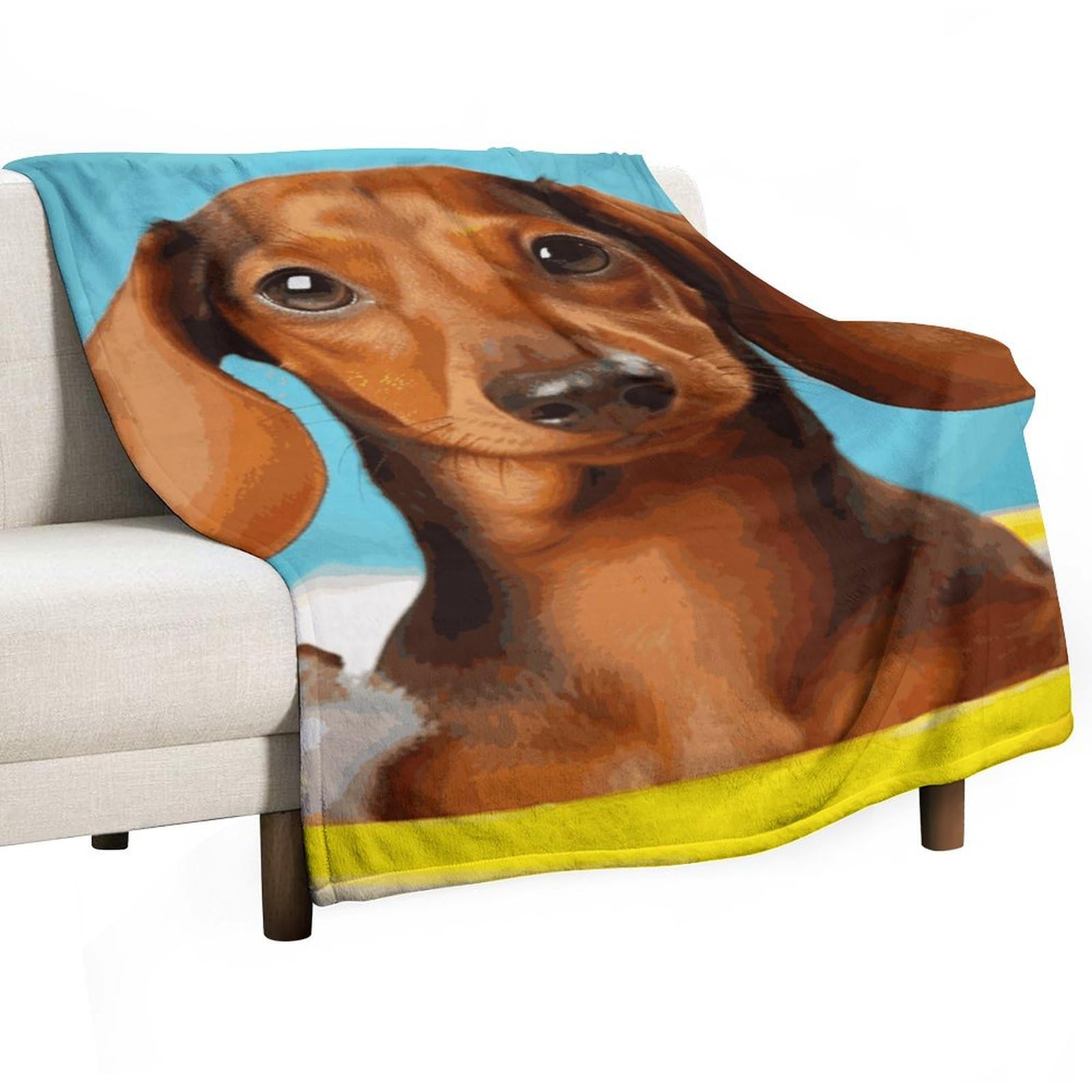 Plaid teckel super doux pour cocooning sur le lit et le canapé
