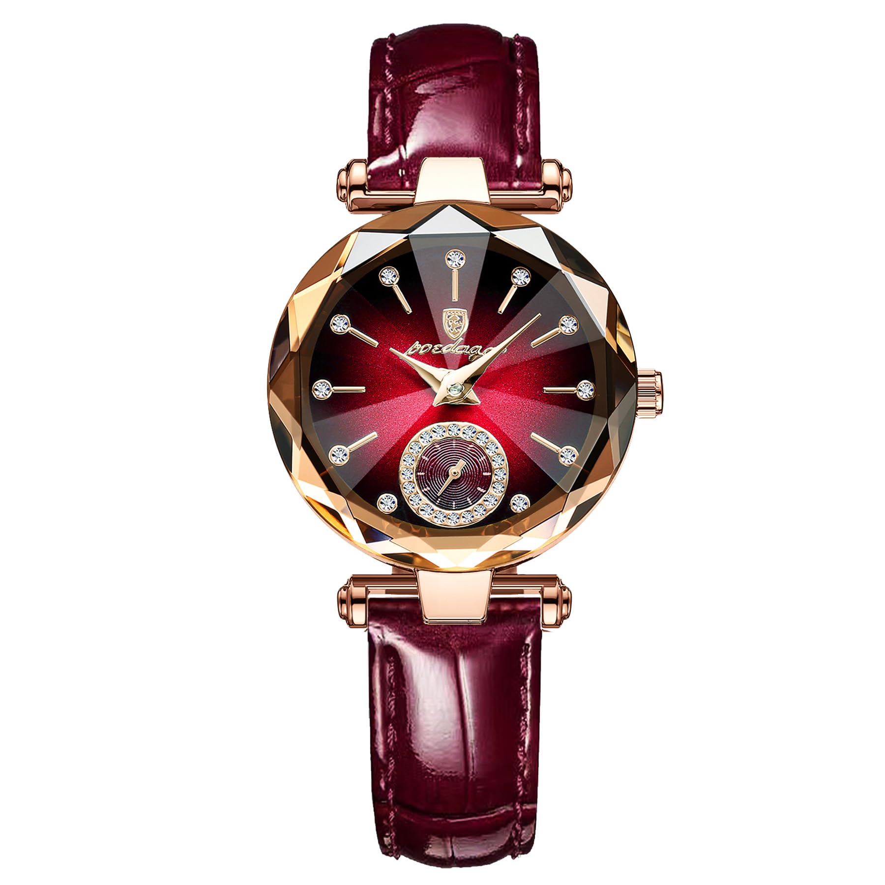 BIEWOReloj de pulsera para mujer, esfera de diamante, elegante, correa de cuero, cuarzo, analógico, delicado, regalo resistente al agua, para aniversario, cumpleaños, boda