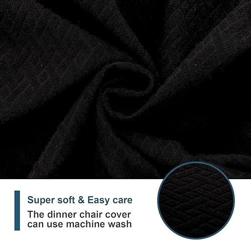 Miniatura 6 de Genina Fundas de asiento impermeables para sillas de comedor (4 unidades, con abertura trasera, negro)