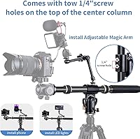 Vista 3 de Brazo de extensión de trípode de aluminio de 41 pulgadas, brazo de columna central horizontal retráctil con scerws de 1/4 pulgadas y 3/8 pulgadas