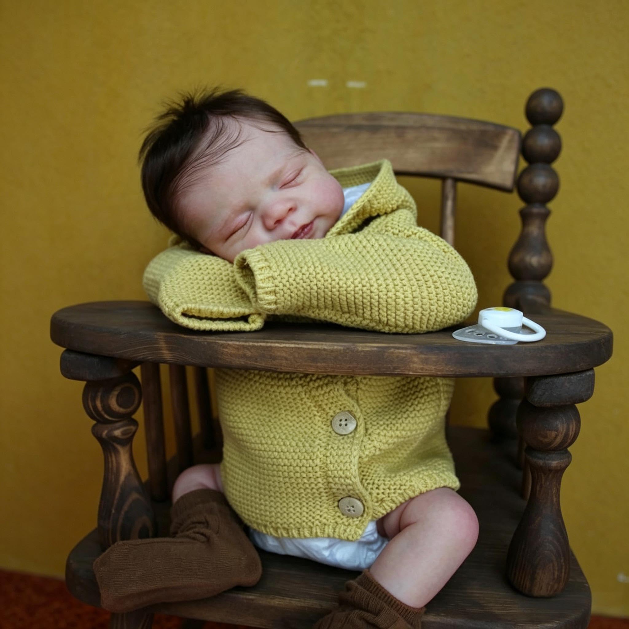 Realistyczne silikonowe lalki Reborn Baby Dolls Śpiąca Dziewczyna 45 cm Realistyczne lalki noworodka Pełne winylowe życie jak Reborn Baby Doll z żółtym swetrem, które wyglądają jak prawdziwe