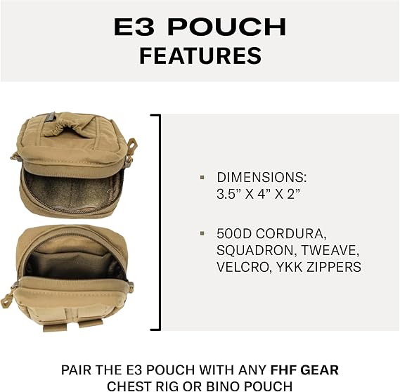 FHF Gear E3 Pouch Multipurpose MOLLE Accessory Pouch for Bino Harnesses, Chest Rigs & Hip Belts