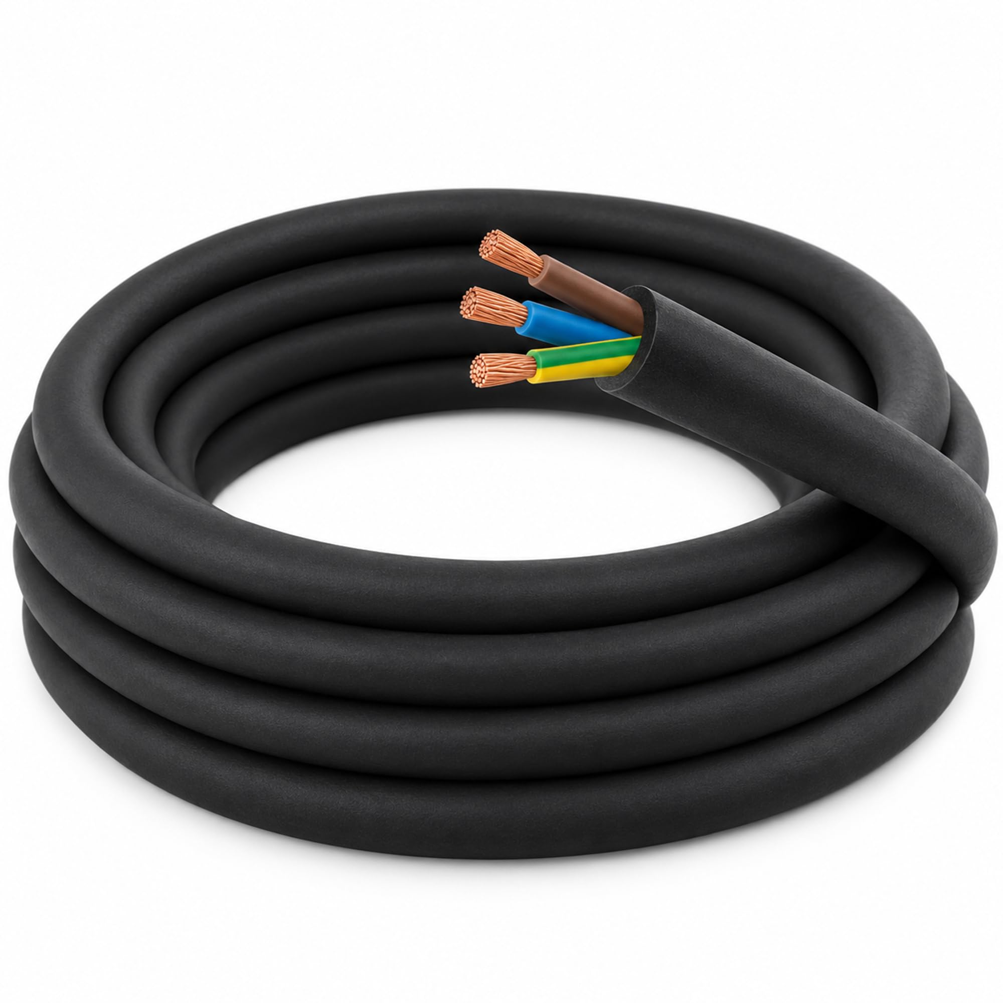 LampStation 3 Core Outdoor Electric Cable 4mm H07RN-F Rubber Flex 10m