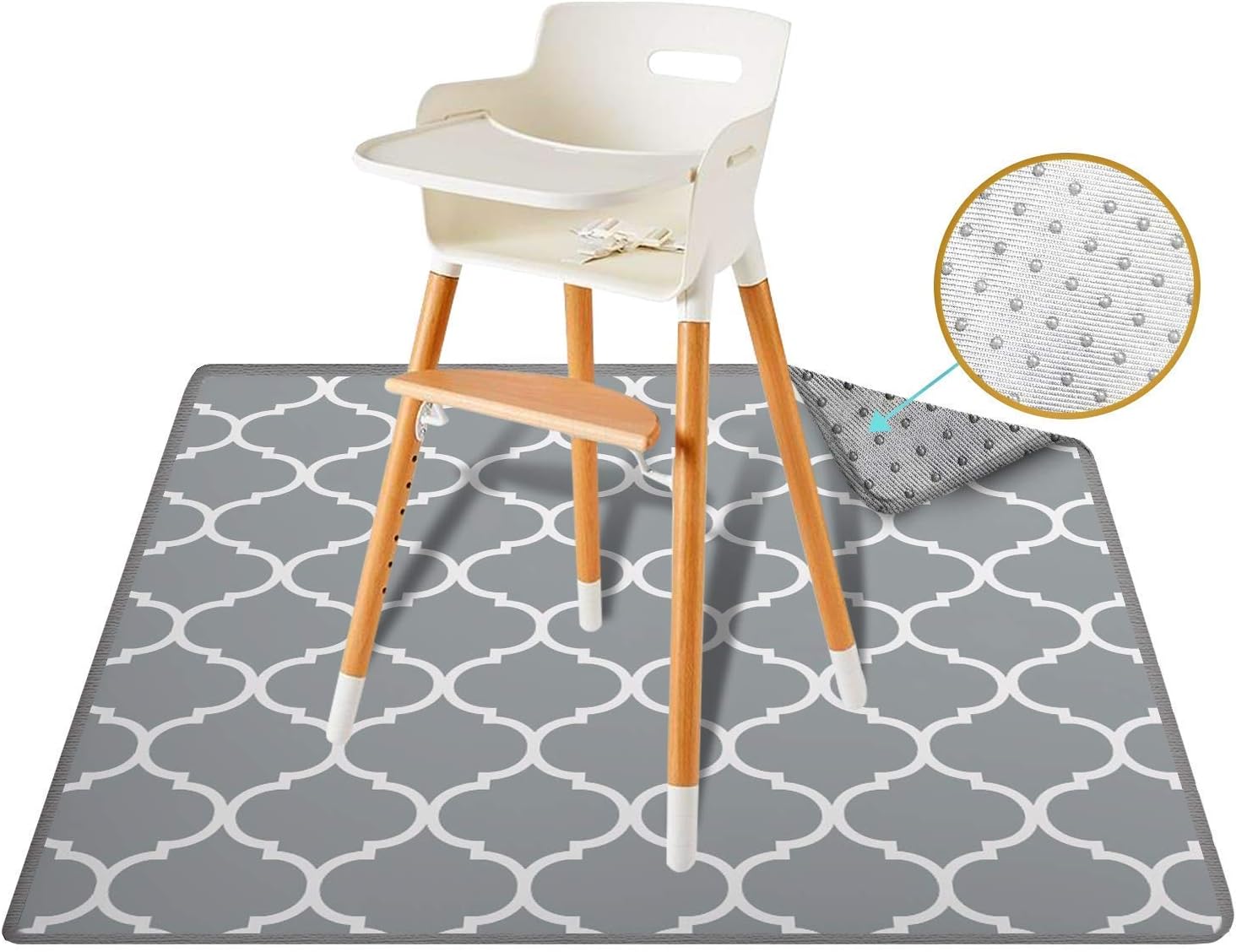 54" XL Splat Mat for Under High Chair- Creative Design for Art Floor Cover, Food Spills for Baby or Toddler. Non Slip, Waterproof, Machine Washable, Durable, Reusable (Lattice)