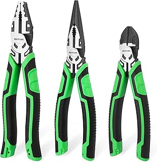 HURRICANE 3-Piece Pliers Set - Heavy-Duty with 8-Inch Linesman, Needle Nose Pliers and 6-Inch Diagonal Cutters for Basic Repair