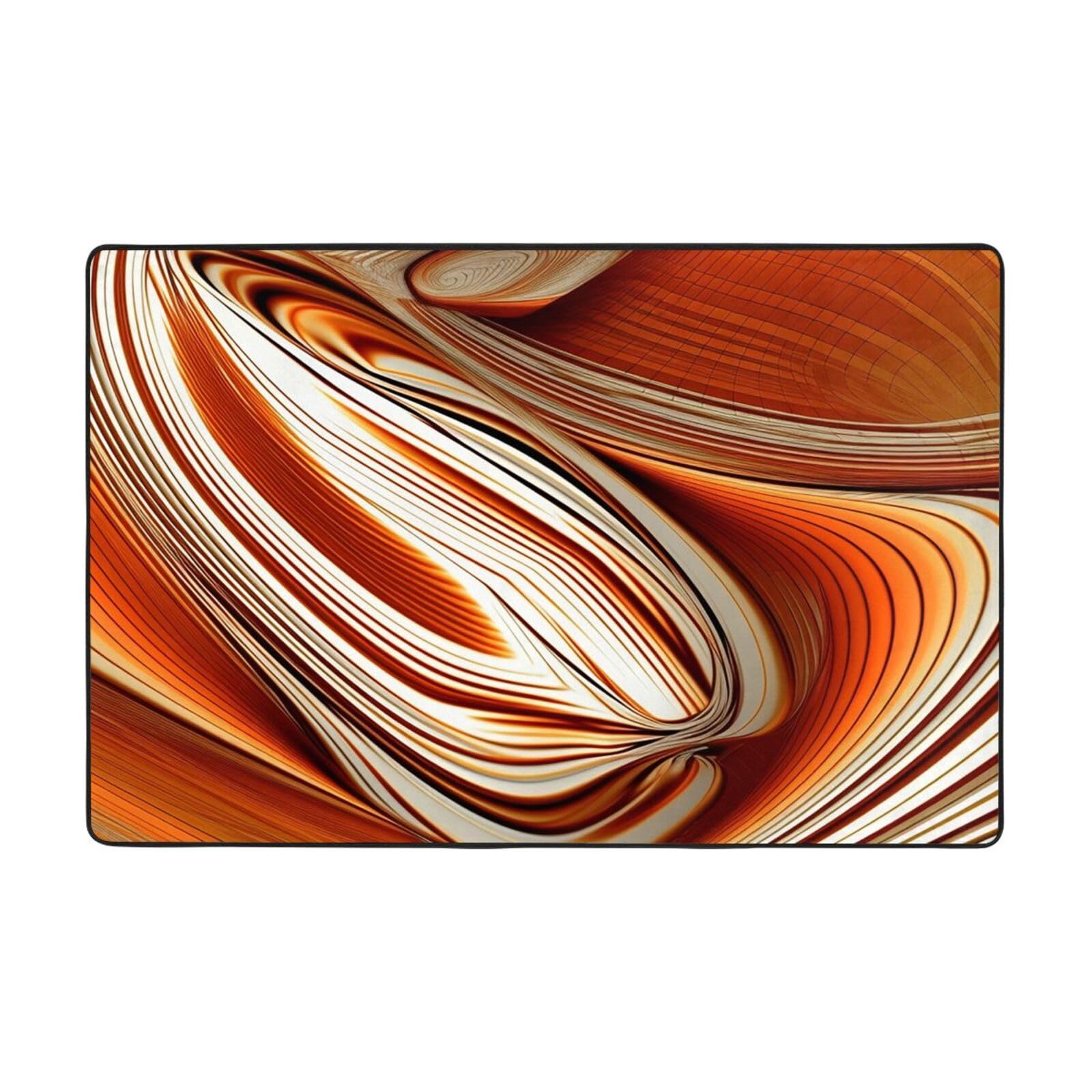 Tapis moderne orange et blanc 183 x 122 cm pour salon