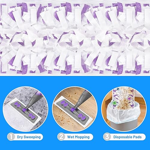 Miniatura 5 de Trapeadores en aerosol para limpieza de suelos, mopas húmedas y secas con 6 almohadillas desechables para Swiffer Powermop, botella recargable para