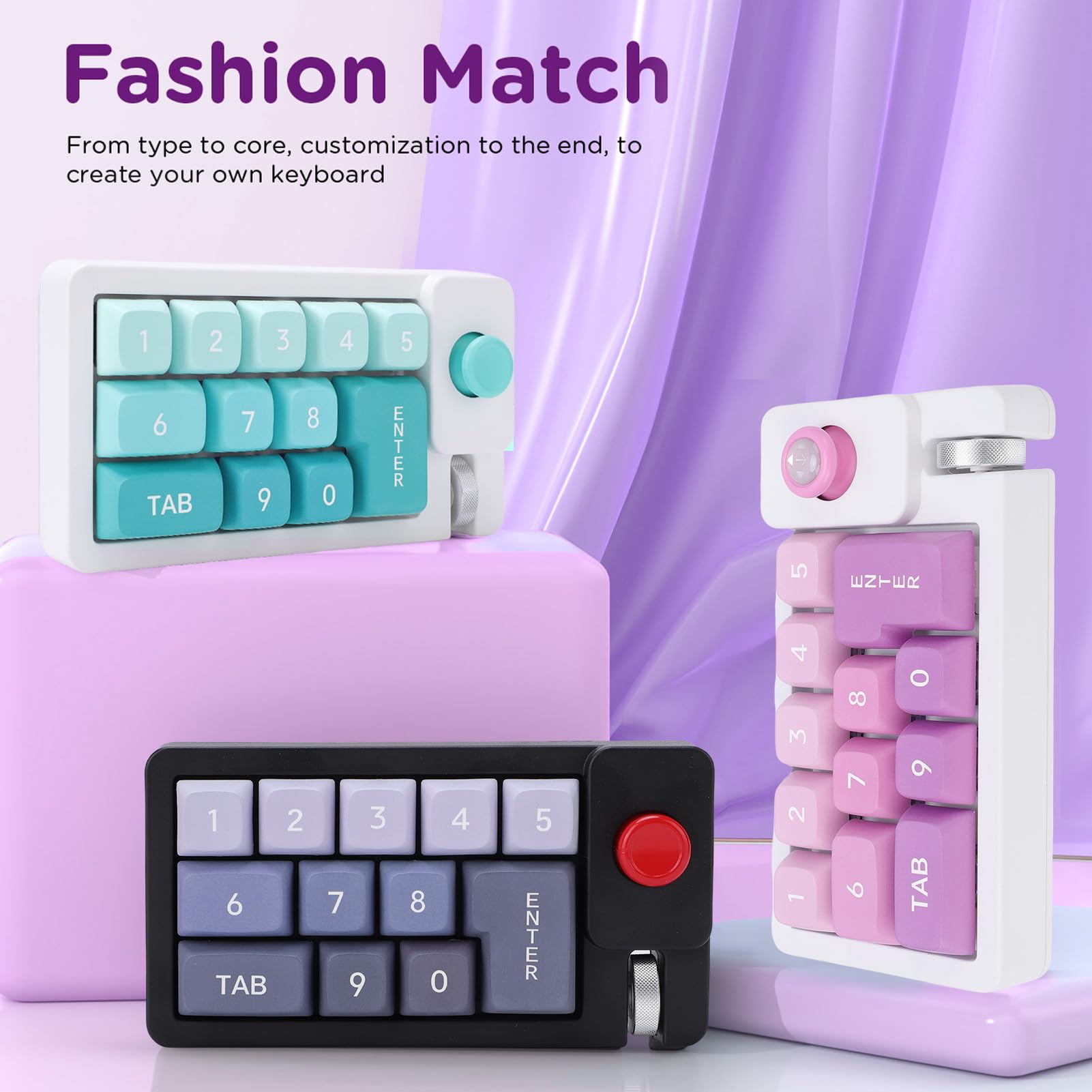 Pavé Numérique Mécanique, Clavier Macro Filaire USB 12 Touches échangeables à Chaud avec Rétroéclairage RVB, Joystick et Touches Programmables, pour Ordinateur Portable (Green)