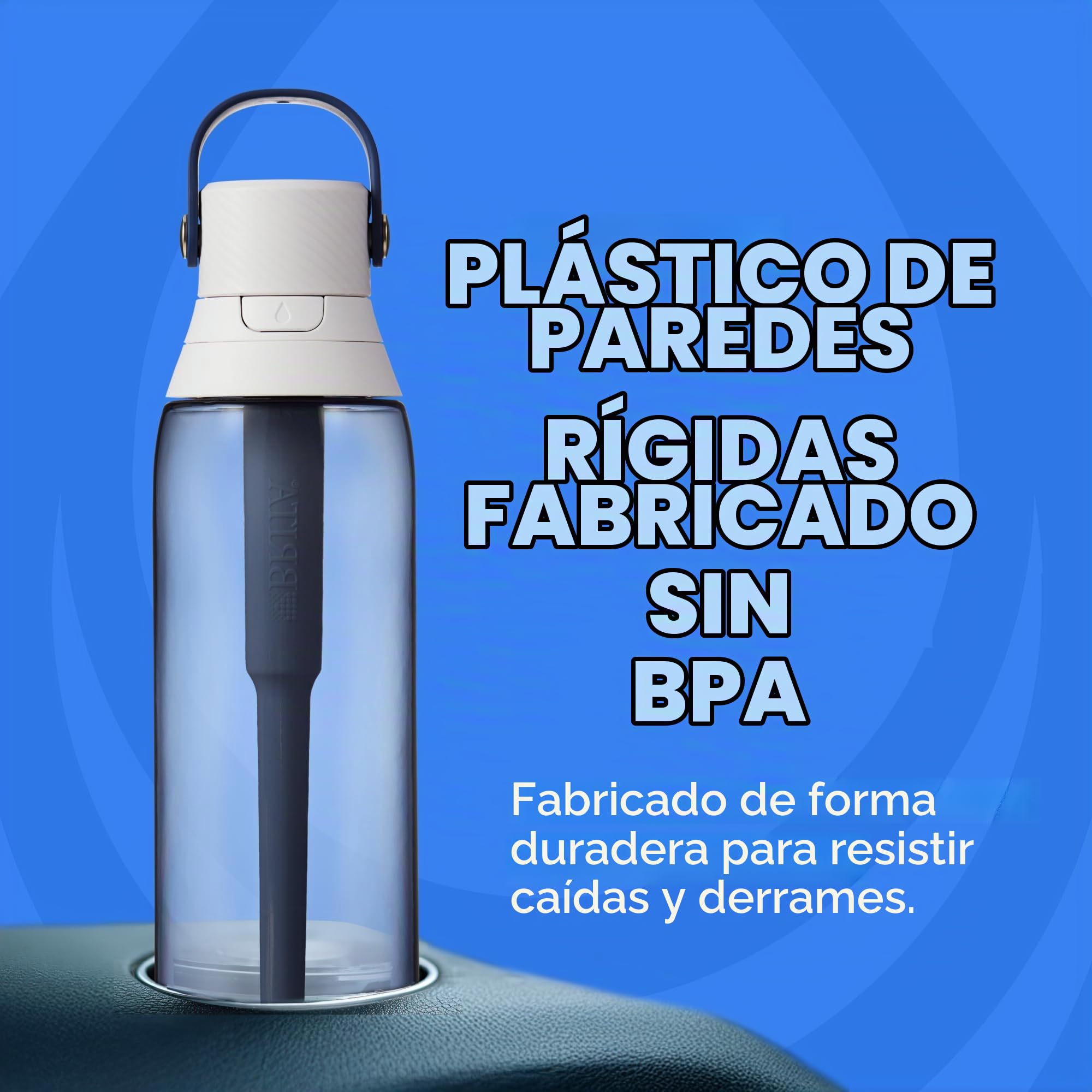 Brita Botella de agua con filtro de plástico de lado duro, sin BPA, reutilizable, reemplaza a 300 botellas de agua de plástico, el filtro dura 2 meses o 40 galones, incluye 1 filtro, color rubor, 26