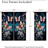 Vista 131 de Cortinas opacas de mariposa para decoración del hogar de niñas y niños, hermosas flores en acuarela, con ojales, aislamiento térmico, cortinas