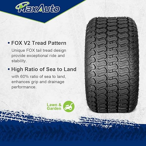 Miniatura 4 de MaxAuto FOX - Juego de 2 neumáticos para cortacésped de césped 26x12.00-12, neumático FOX V2 para jardín, neumáticos para tractor de golf y carrito