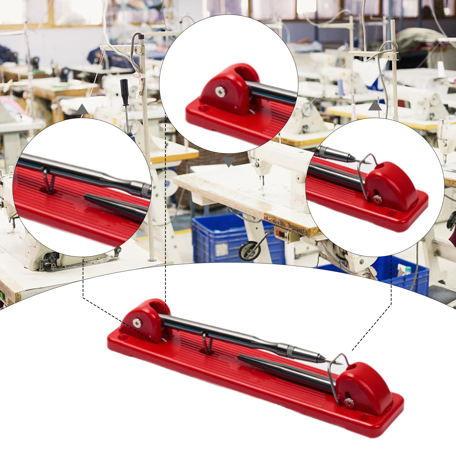 Macchina da bavero da cucito facile da riporre dispositivo pieghevole per abbassare i collari strumento per cucire rapidamente per girare le tasche, rosso