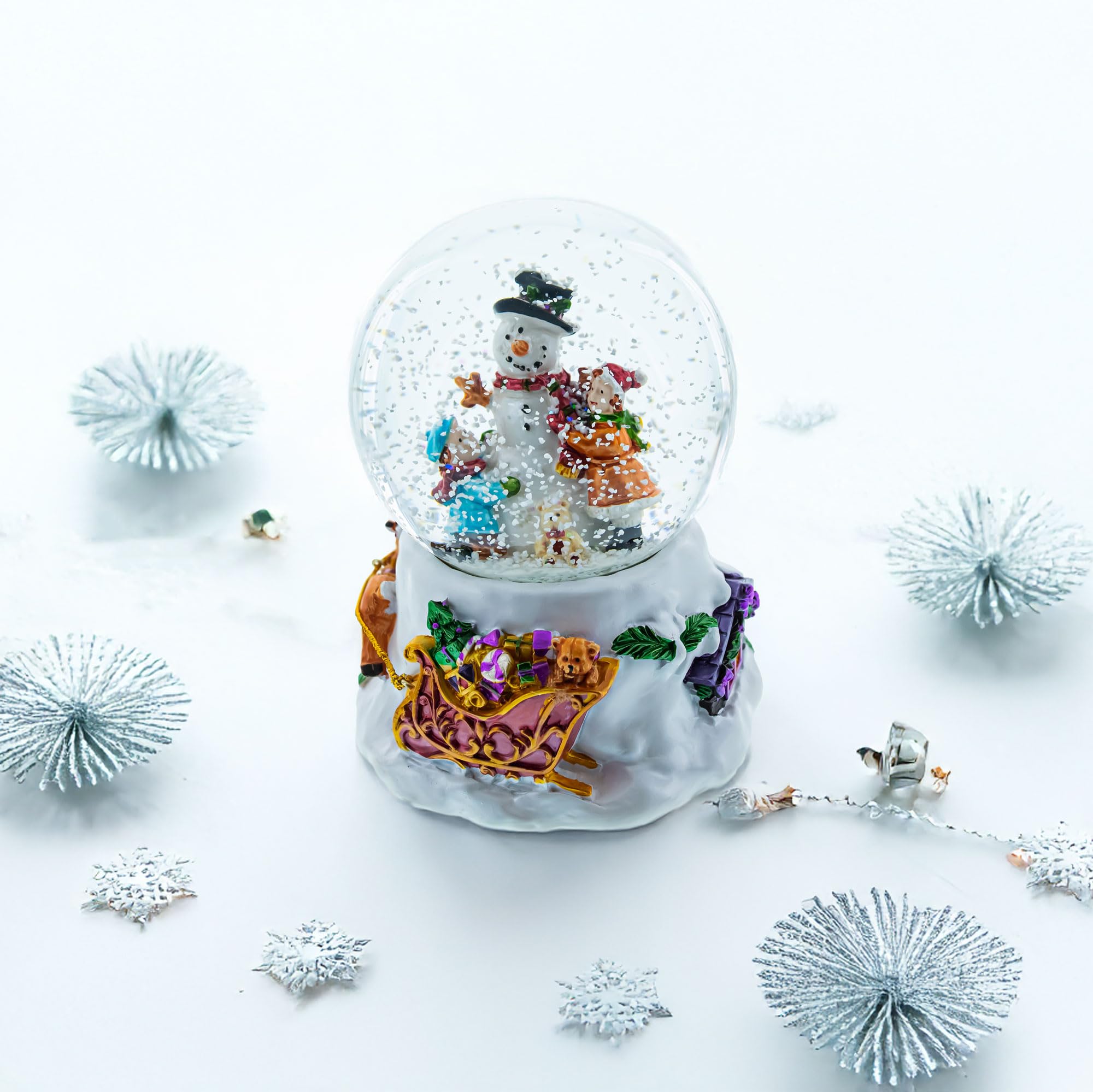 BestPysanky Boule à neige musicale avec bonhomme de neige pour enfants