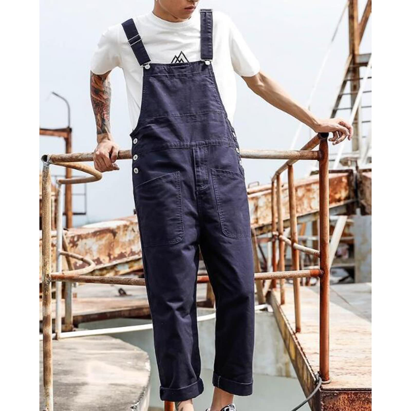 Taktische Hose Latzhose für Herren, modische, entspannte Passform, lässiger Overall aus Baumwolle, leichte Latzhose mit Taschen Softshell Outdoorhose Herren Winter