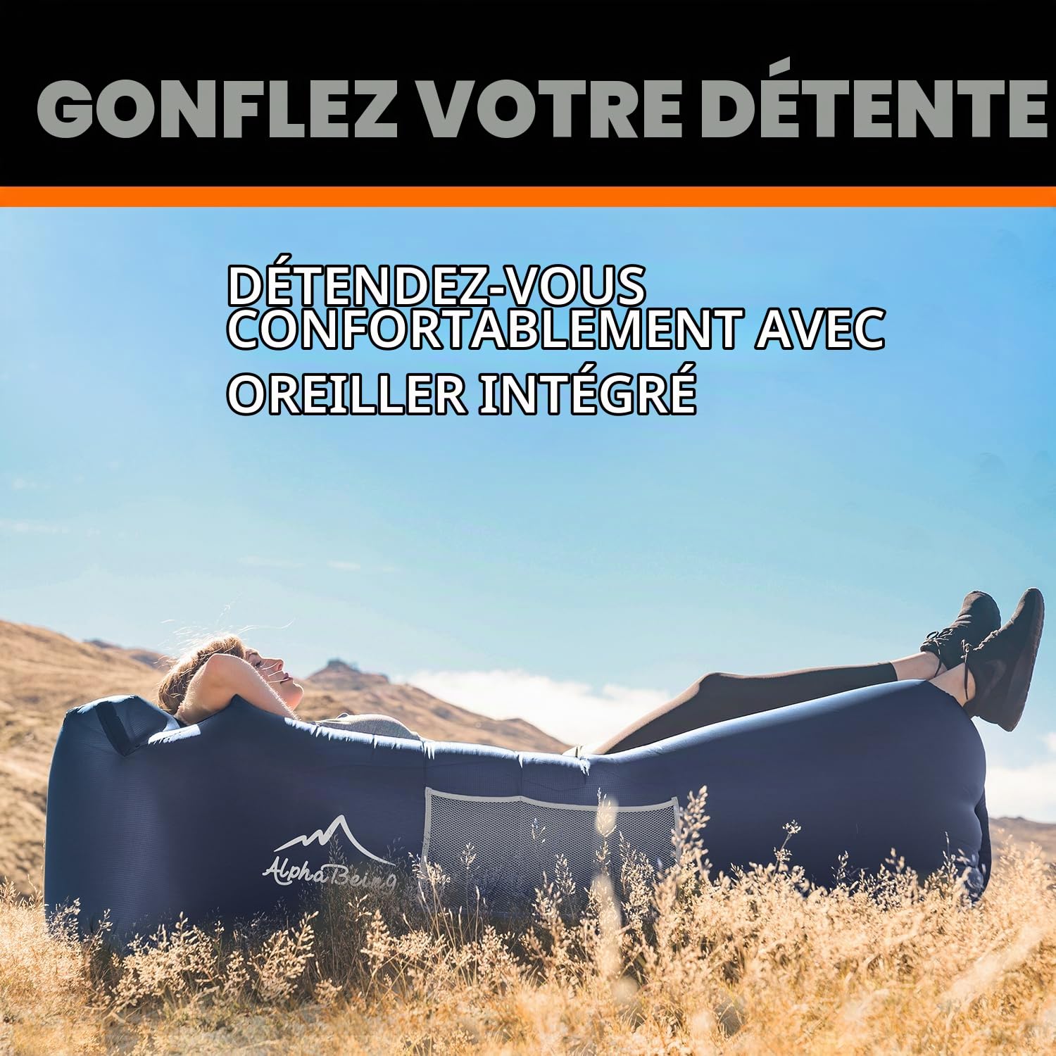 AlphaBeing Chaise Longue Gonflable, Accessoires de Chaise de Plage, canapé Gonflable pour Camping, arrière-Cour, Bord de lac avec Sacs de Compression, pour Les Adultes