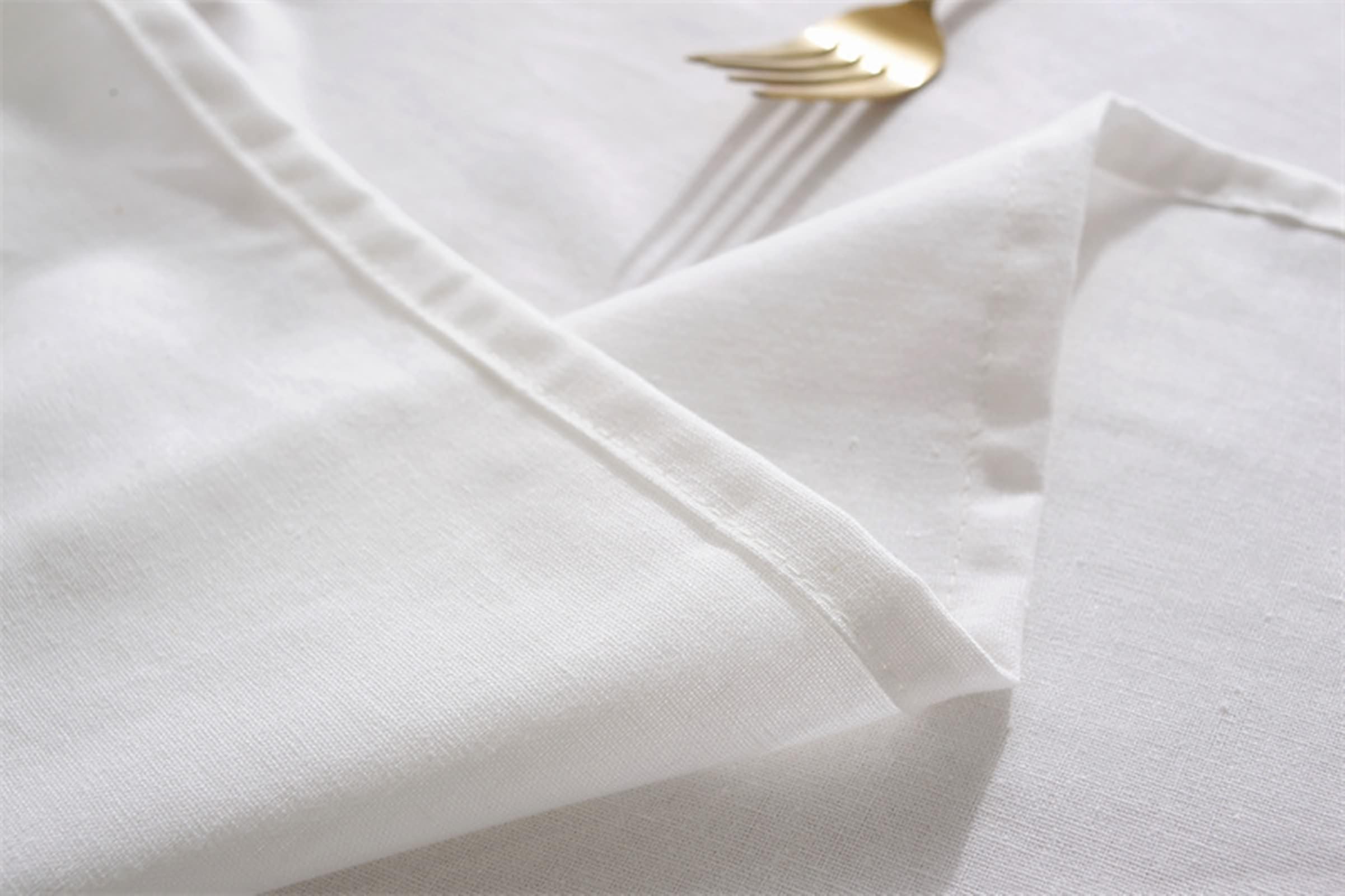 Tablecloth biały, bawełniany obrus z lnu, jednokolorowy, na zewnątrz, prostokątny, 130 x 250 cm, do salonu, jadalni, na balkon, do ogrodu