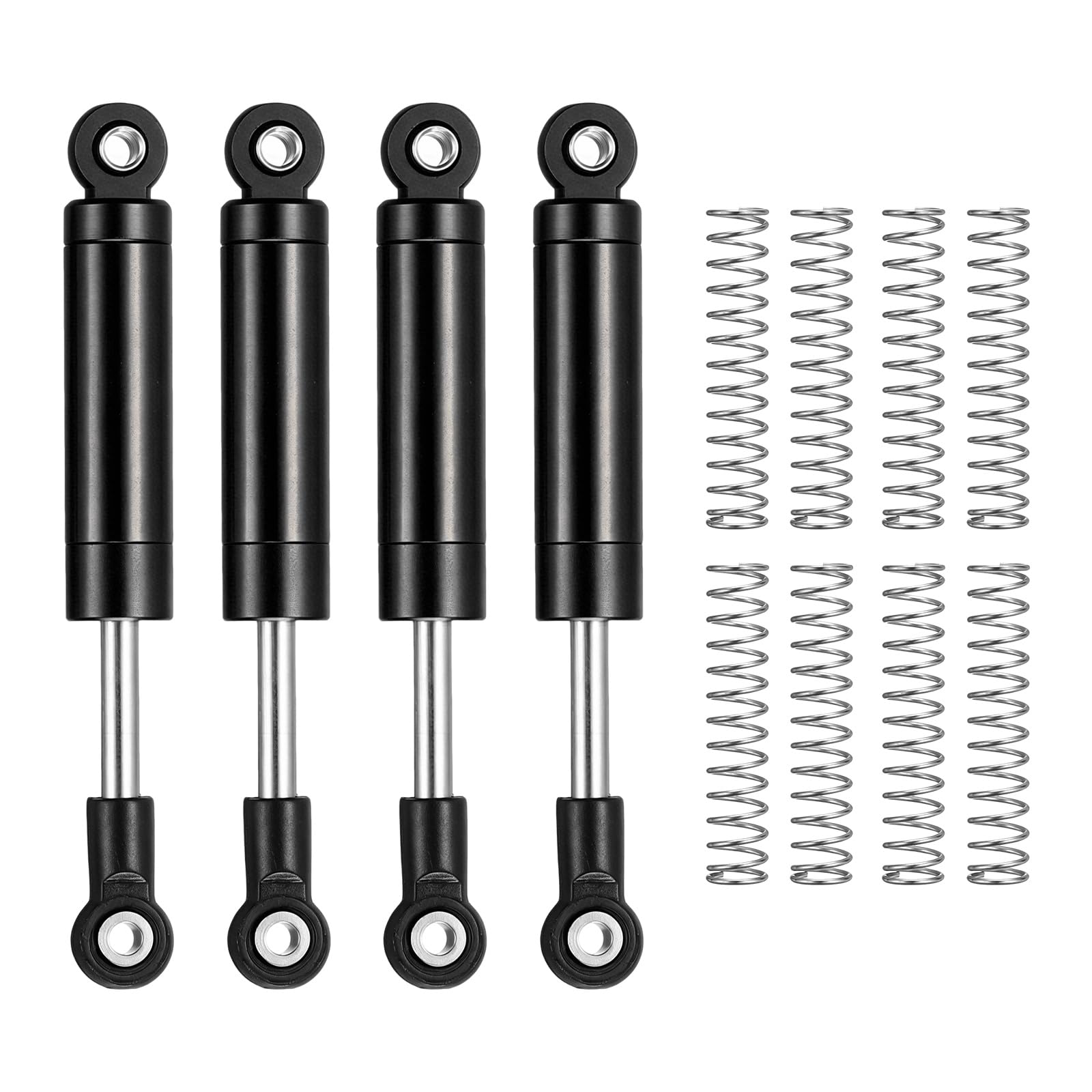 Rebower RC Shock Absorber (with Internal Spring Spare Springs), [for 1/10 RC Crawler ] - 66-82mm / Black / 4 Pcs
