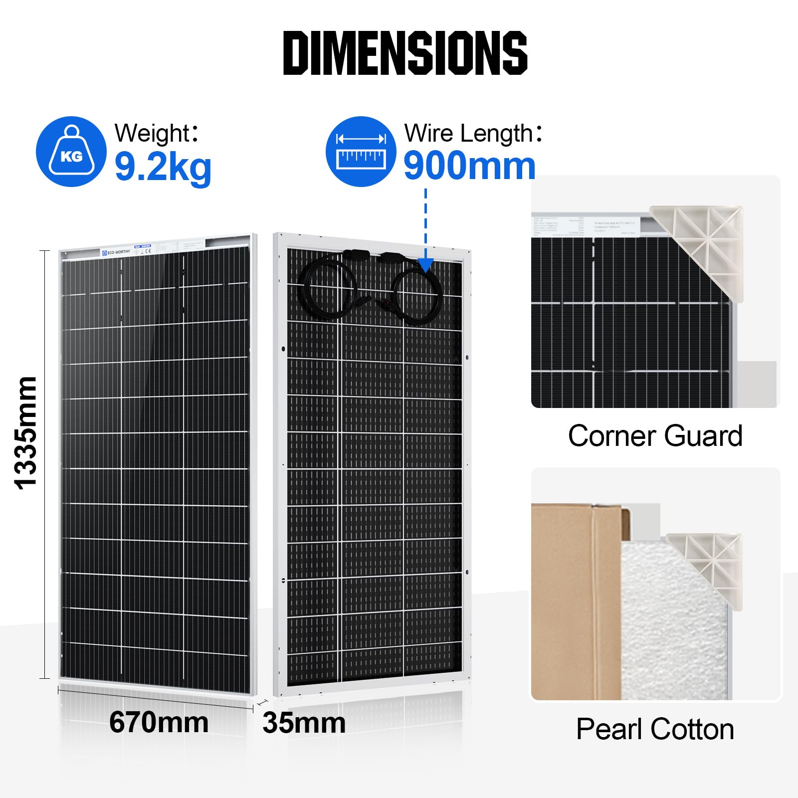 ECO-WORTHY 390W 12V Bifazial Solarpanel 2 Stücke 195W Monokristallines Solarmodul