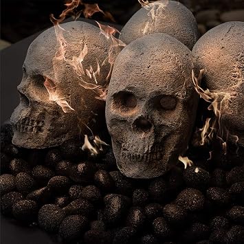 Hollow Ceramic Skull for Indoor and Outdoor Fire Pits and Fireplaces | Single Fireproof Ceramic Skull | 6 Inches, Gray Color