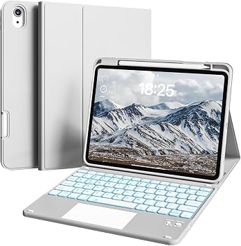 for iPad A16 11th/10th Gen Case with Keyboard - 7 Colors Backlit,Multi-Touch Trackpad,Detachable Keyboard Cover with Pencil Holder for iPad A16 11 inch 2025/10th 10.9 Inch 2022 Grey