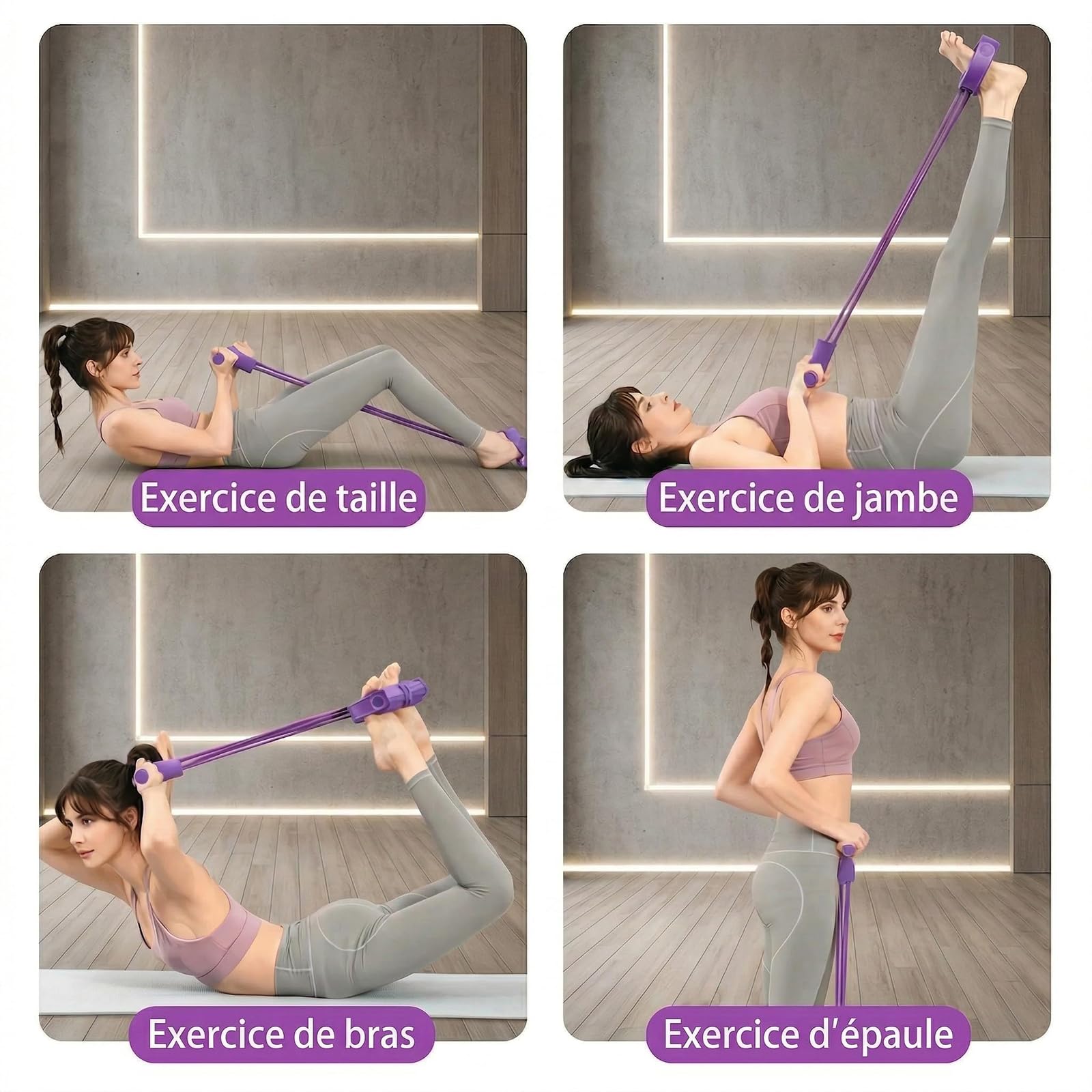 Corde De Tension élastique ZVD Avec Pédales Et Poignées – 6 Tubes, Fitness Complet, Abdos, Jambes, Bras, à Domicile Ou En Voyage
