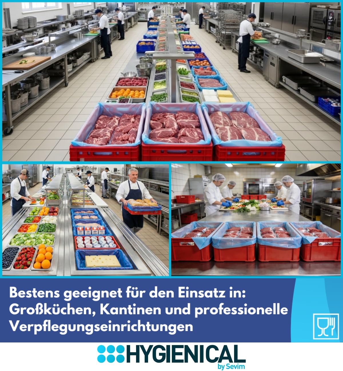 500 Einlegesäcke Fleischkistensack HDPE 10 µm – lebensmittelecht, reißfest & flüssigkeitsdicht – Auskleidungssack für E2‑Kisten/Eurobox – Gastronomie & Metzgereibedarf