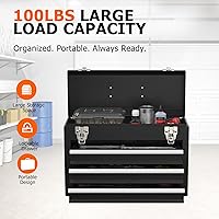 Vista 3 de Portable Metal Tool Box with Drawers, Latches Tool Box with EVC Liners, Heavy Duty Tool Chest with Powder Coating for Garage, Office and Home (Black)