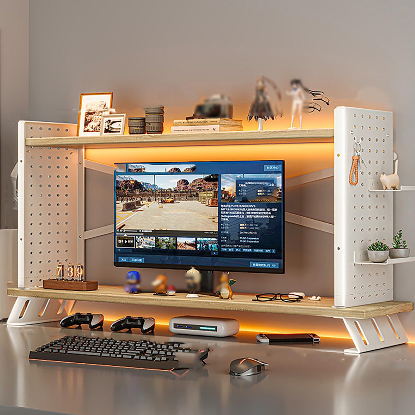 Mensola Da Scrivania Regolabile Con Morsetto - Organizer In Legno E Metallo, Per Ufficio E Casa - Foto 10