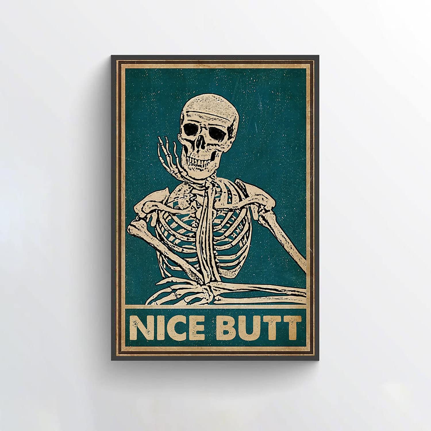 Beautiful Ass Skull Poster, Skull Bathroom Poster, Bathroom Wall Art, Skull Bathroom Sign, Funny Skull Bathroom Wall Decor Vintage Metal Tin Sign 12x16Inch