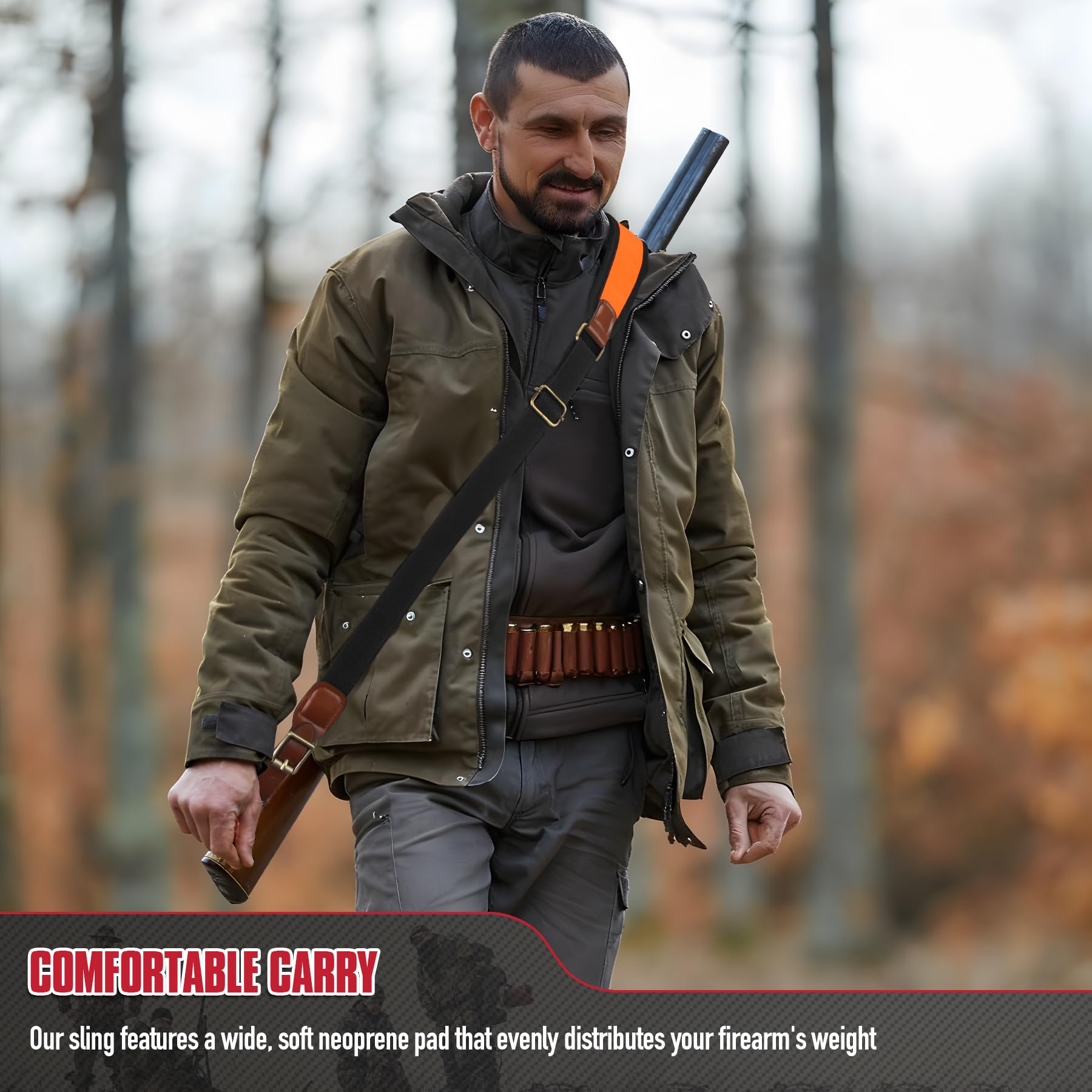 VicBre Tracolla per Fucile Regolabili Fucile a canna liscia con cinghie regolabili in lunghezza e spallacci imbottiti in neoprene antiscivolo per la caccia