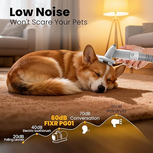 Miniatura 4 de Aspiradora de aseo para perros, kit todo en uno de aseo para mascotas con cortadora de pelo y cepillo de desprendimiento, aspiradora removedor de