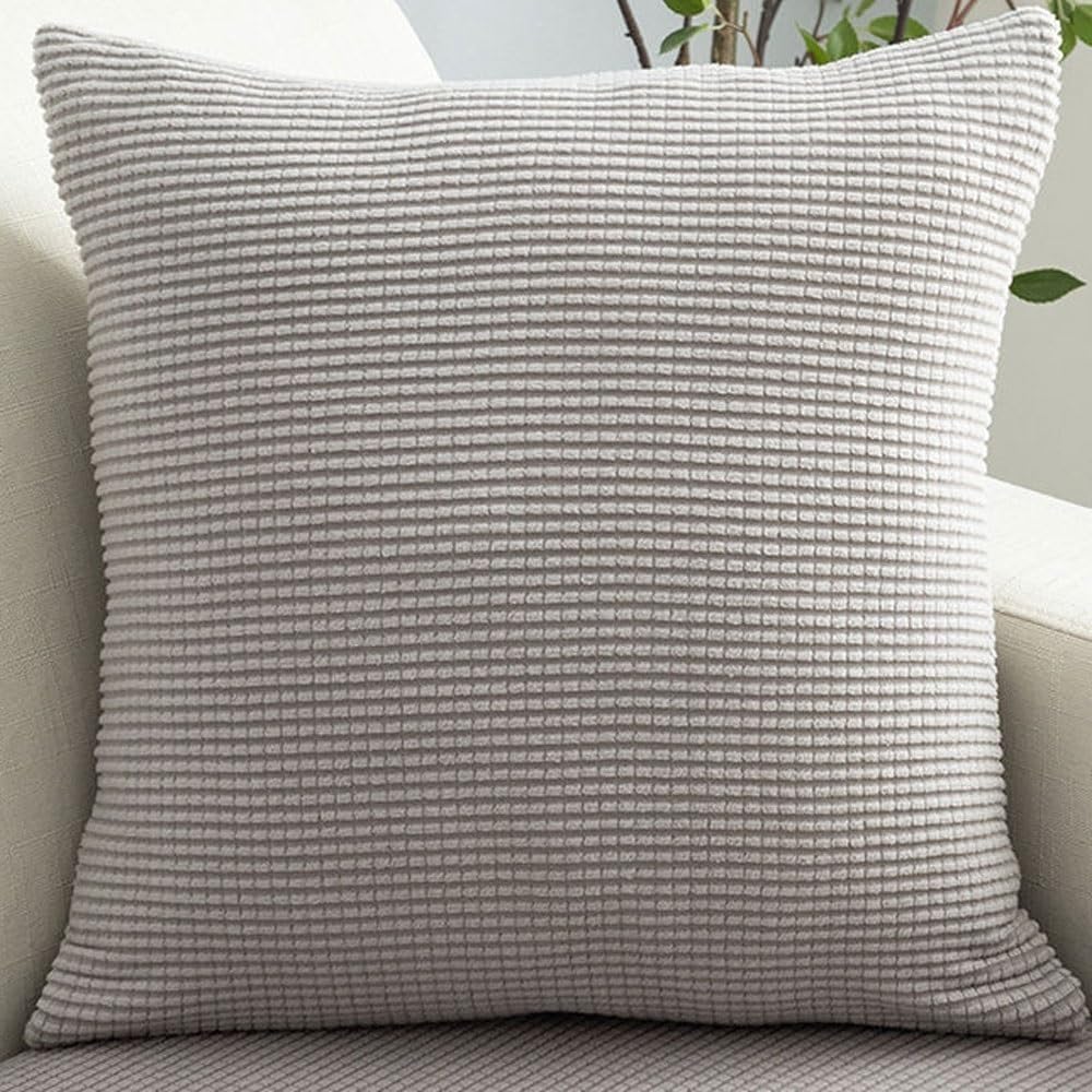 Super King Size Pillow Cases,Pack Of 2 Square Extra Large Cushion Covers Soft Pillow Cover With Invisible Zipper Decorative Pillowcases For Pillows Sofa Couch(Light Grey,50x50 cm Pack of 2)