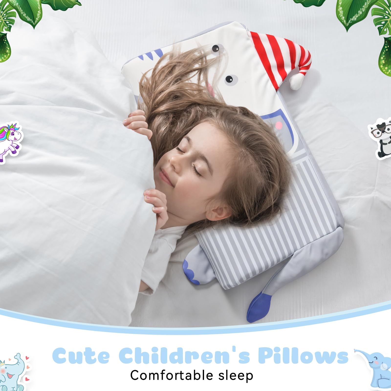 YAOZUP Cuscino Memory Foam Bambini,Cuscino Culla,Cuscino per Bambini con Federa,Ipoallergenico,Anti Acari,Cuscino per Bambini per Sonnellini per Ragazzi e Ragazze (3-10 Anni) (A Elefante)