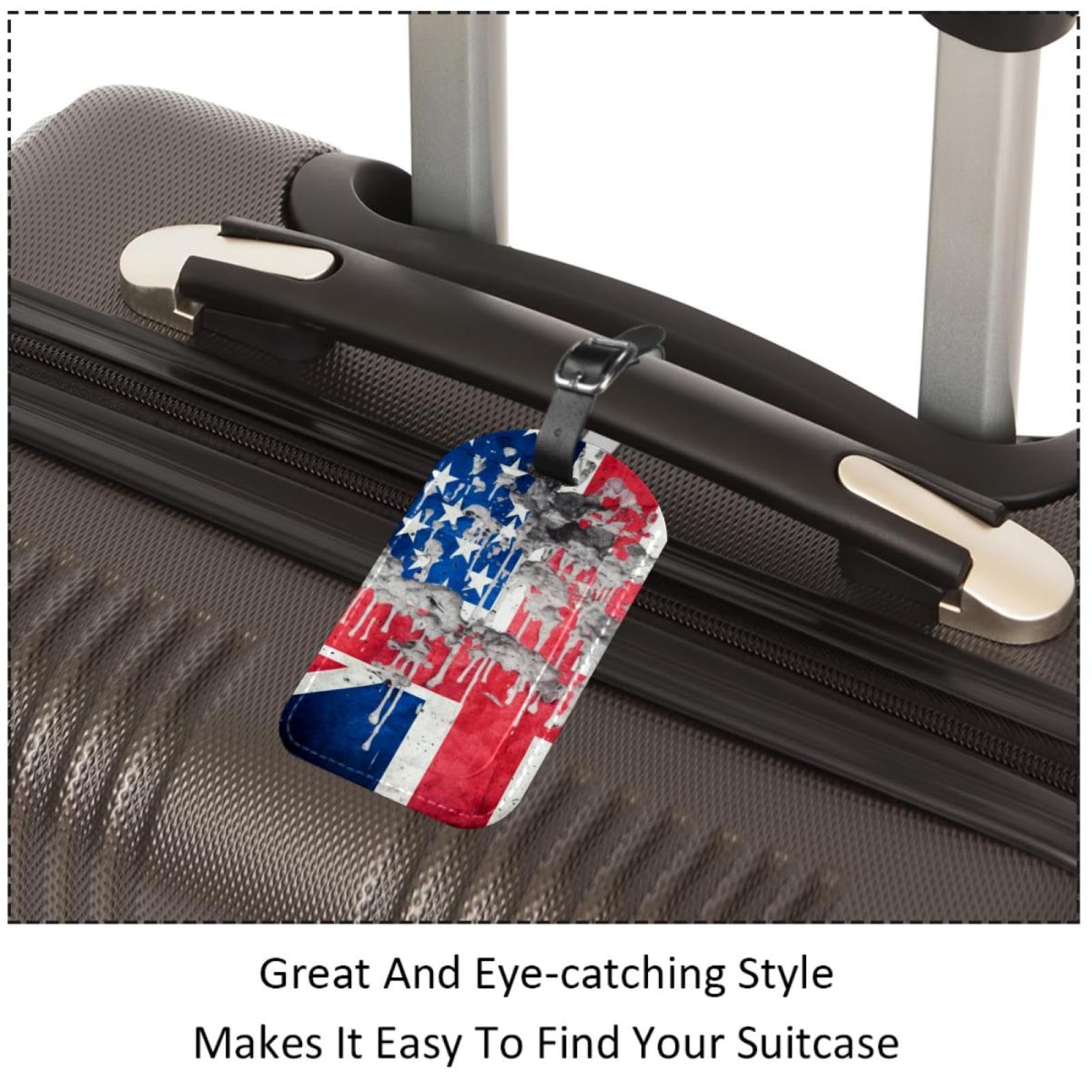 Gepäckanhänger Mit Amerikanischer Flagge & Sichtschutzklappe – Aus PU-Leder, Wasserdichtes PVC-Fenster – Für Koffer, Rucksäcke