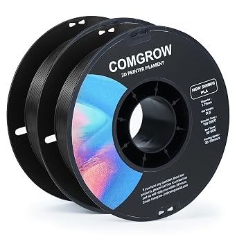 طابعة Comgrow PLA ثلاثية الأبعاد ، طابعة ثلاثية الأبعاد متينة وأقوى PLA Filament 1.75mm تناسب معظم الطابعات ثلاثية الأبعاد ، دقة الأبعاد +/- 0.02 مم ، 2 لفات من 2LBS Spool PLA Black