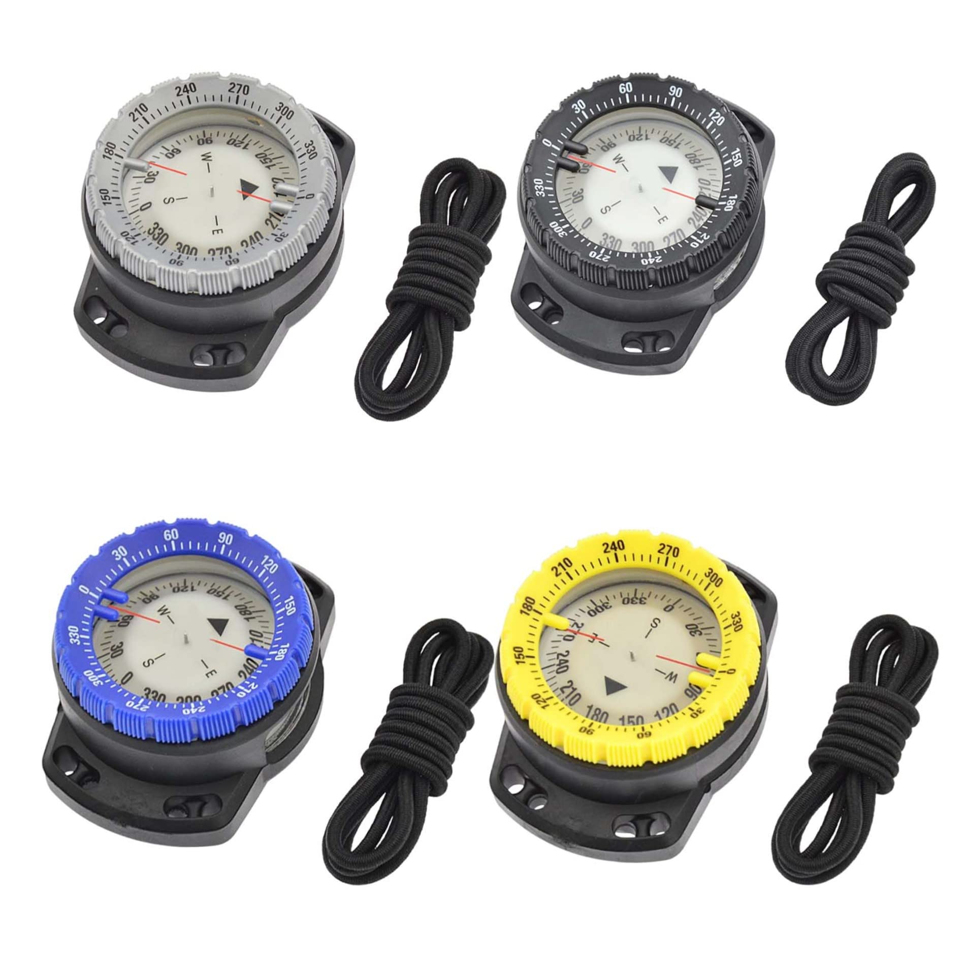 Brújula de buceo Surfing Luminoso bajo el agua Brújula de muñeca de 50 m Visión nocturna Brújula de navegación impermeable con pulsera elástica Brújula Correa de reloj Brújula Brújula de buceo Brújula