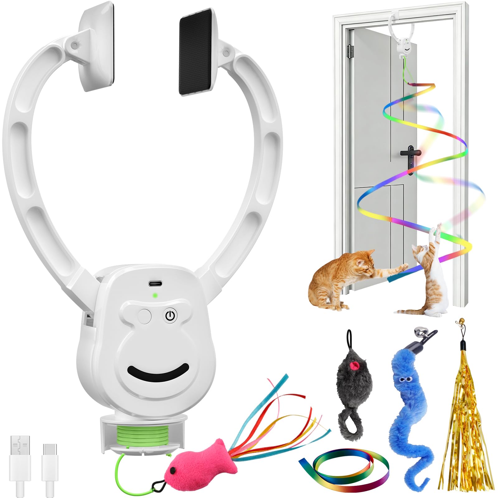NestChroix Automatic Flying Interactive Cat Toy for Indoor Cats - Safe Chase & Exercise Stimulation for Bored Kittens, Adults & Multi-Cat Homes (White)