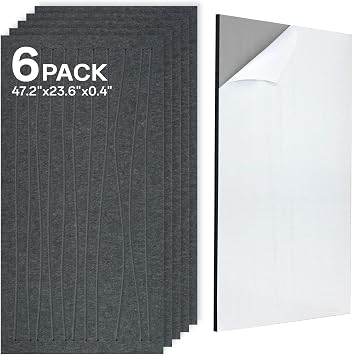 Acoustic 6 Pack Sound Absorbing Shape Cutting Panels, 47.2"x 23.6"x 0.4" Self-Adhesive Noise Reduction Wall Panels for Office, Home Theater, Recording StudioDark Grey