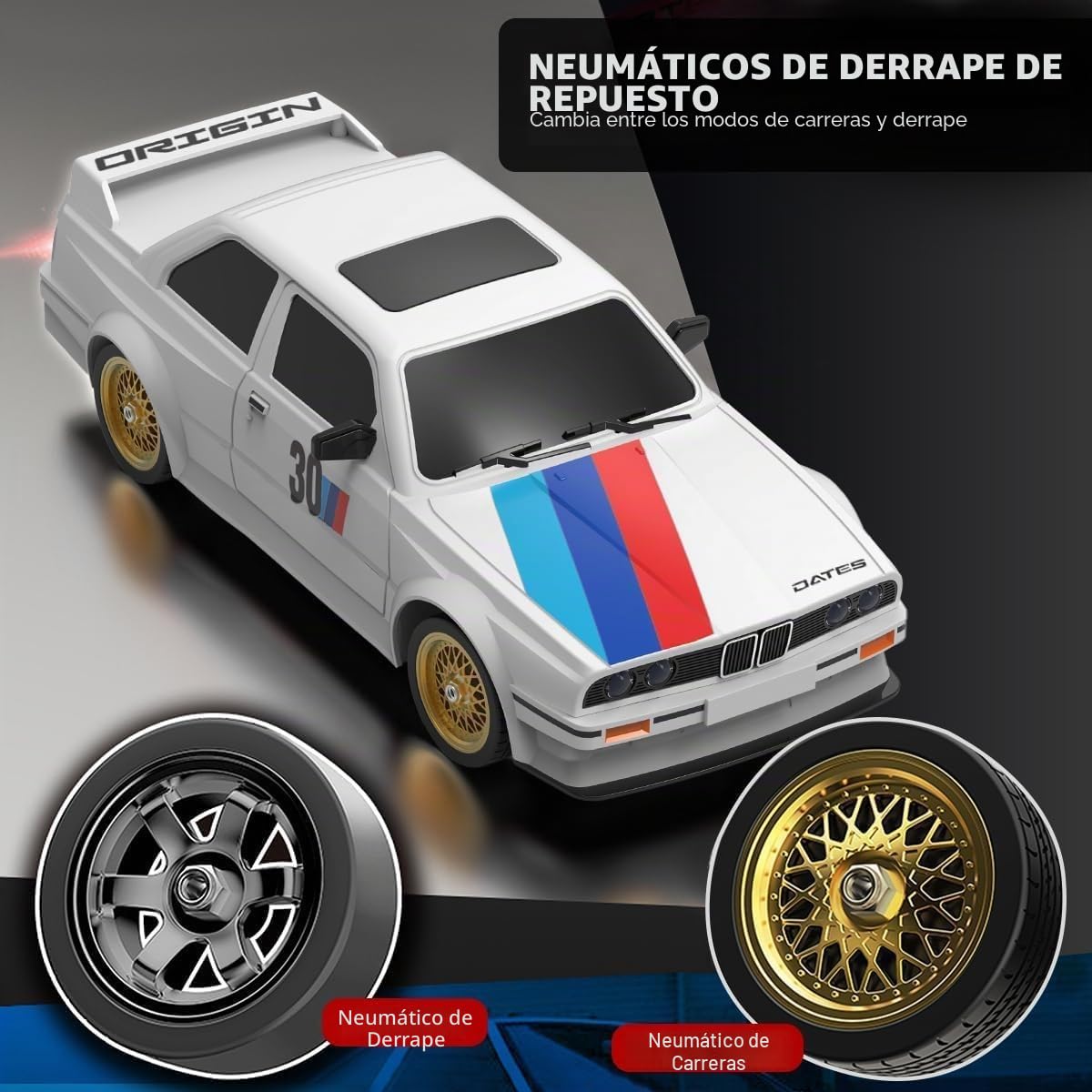Mostop Coche teledirigido, escala 1/16, 30 km/h, alta velocidad RC Drift Car para niños y adultos, 4WD High Speed RTR Racing Car con luces LED Control remoto Vehicle juguetes regalos para niñas niños