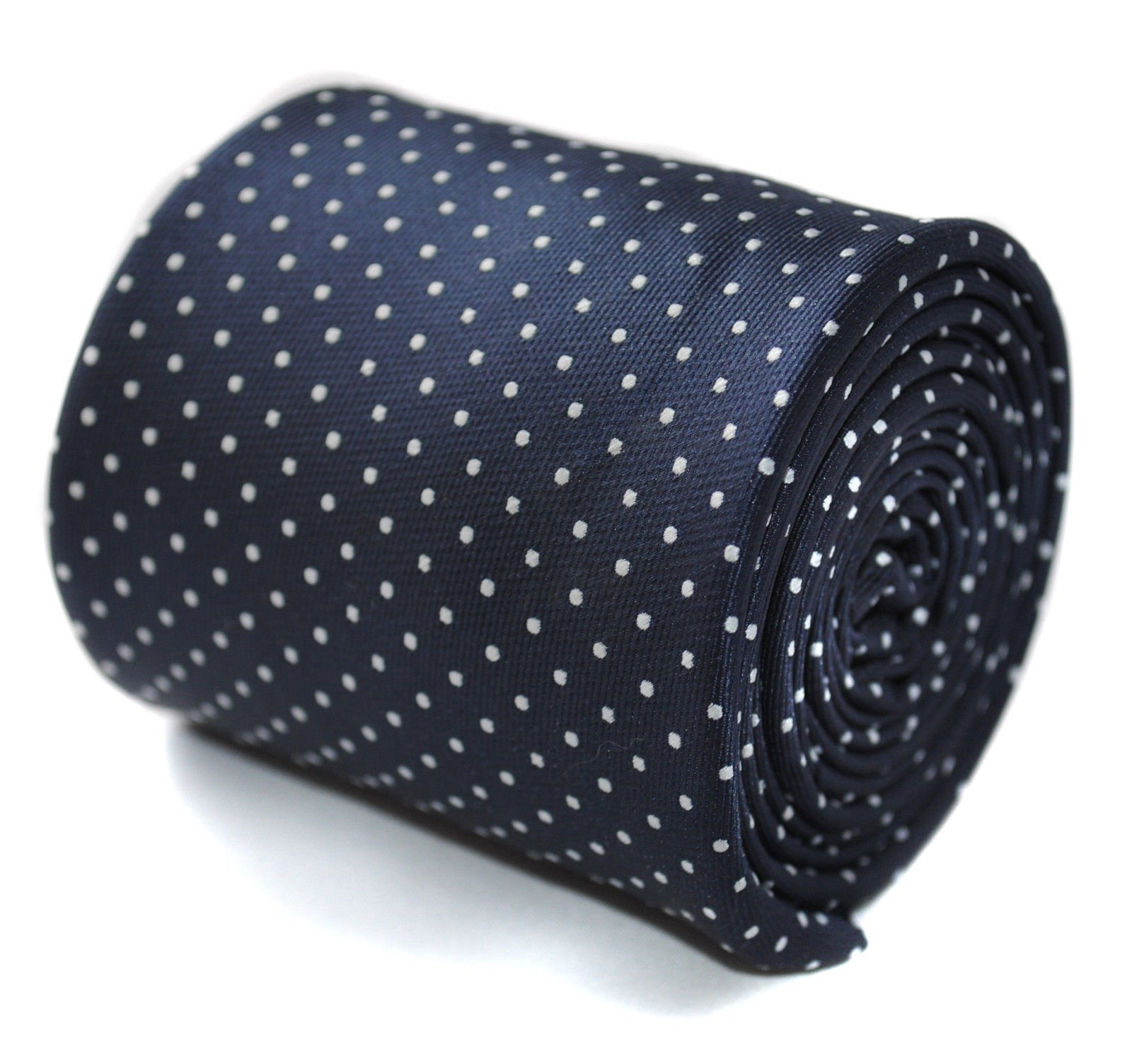 Frederick Thomas Men's Navy Tie With White Pin Spots And Signature Floral Lining – Classic ’S Necktie For Office, Wedding, Formal Events Or Stylish Everyday Wear