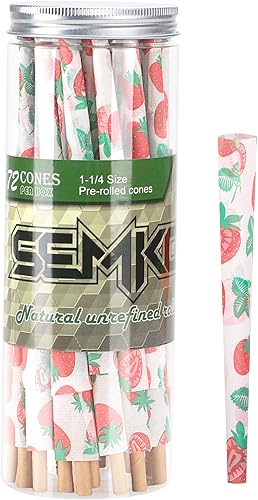 SEMKONT Papel de liar saborizado, paquete de 72 unidades, conos prelaminados saborizados de tamaño King Conos saborizados con puntas y papel de