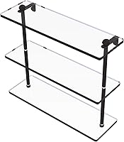 Vista 1 de Allied Brass RC-5/16 Estante de vidrio de triple nivel de 16 pulgadas, bronce aceitado