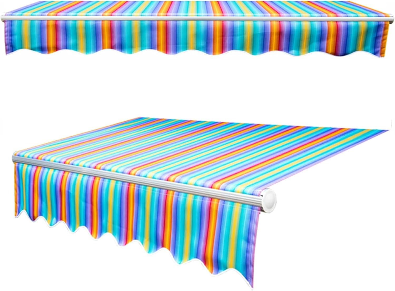 Retractable awnings for Patio Retractable Awning Shade Fabric Replacement Striped Outdoor Sunshade Canopy Awning Cover 280g Ployester Canvas Sun Shade Shelter