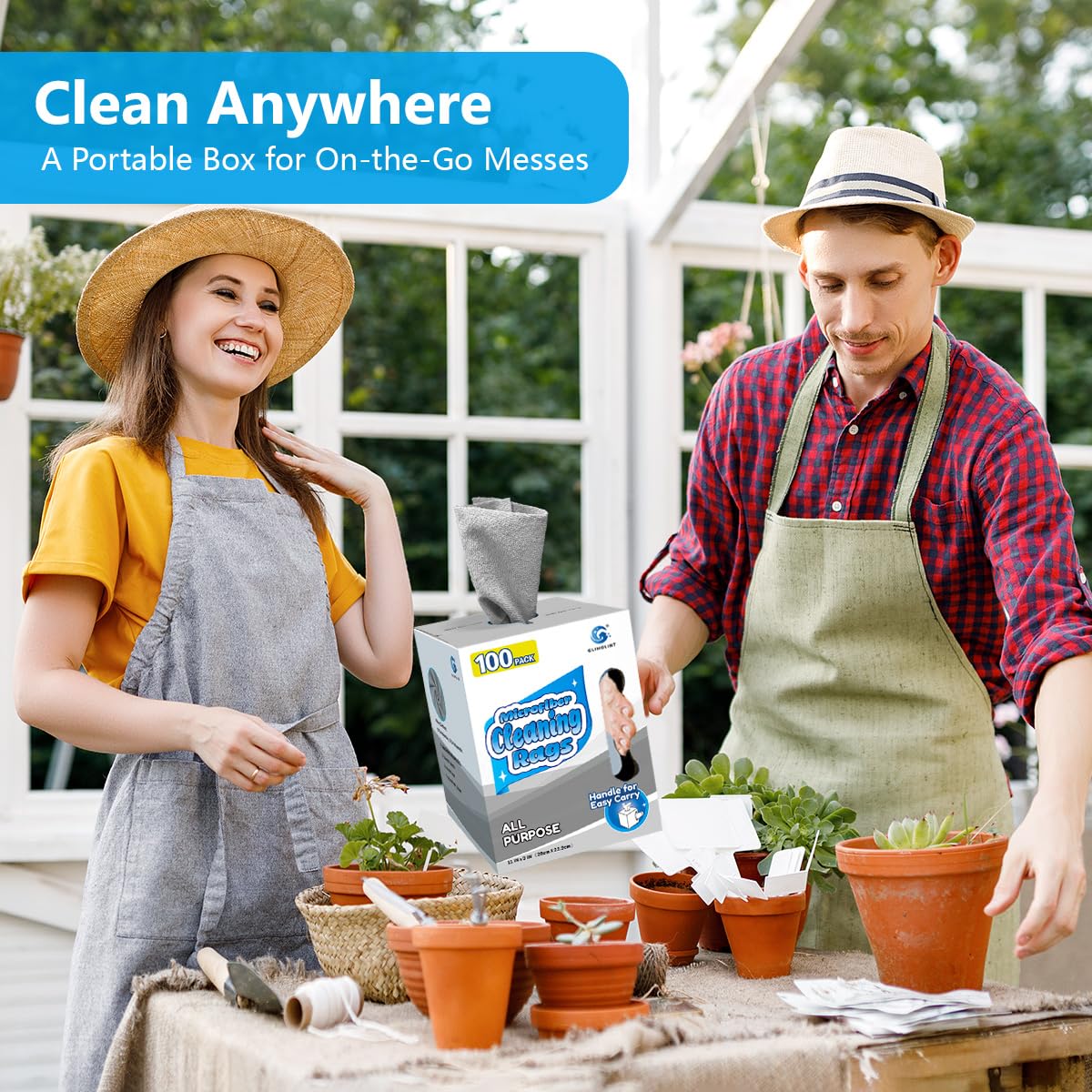 GLIMGLINT Paño de limpieza de microfibra, paquete de 100 trapos de limpieza, sin pelusas, toallas de papel reutilizables ultra absorbentes para el hogar, cocina, coche, garaje o tienda, trapos de