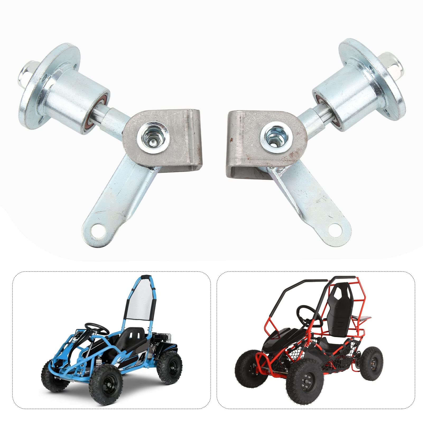2 Nudillos de Dirección, 0.669 in, 3 Pernos, Buje de Rueda Delantera, Brida de Rodamiento, Husillo de Dirección, Repuesto para Neumáticos de 5 Pulgadas, Go Kart, ATV, Quad,